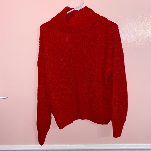 New Red Soft Cowl Neck Sweater - Picture 1 of 4